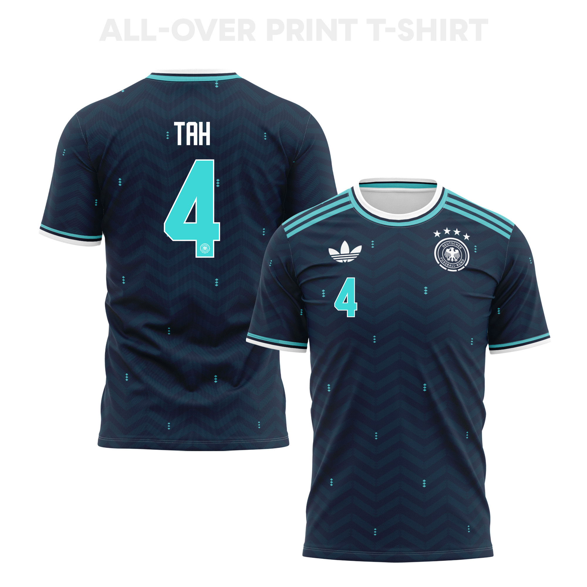 Jonathan Tah 4 Germany 2026 Away 3D T-Shirt Fully Printed – Unisex, Navy - Jersey Teams