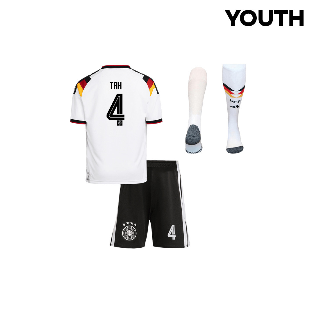 Jonathan Tah 4 Germany 2026 Youth Home Kit Set – White - Jersey Teams