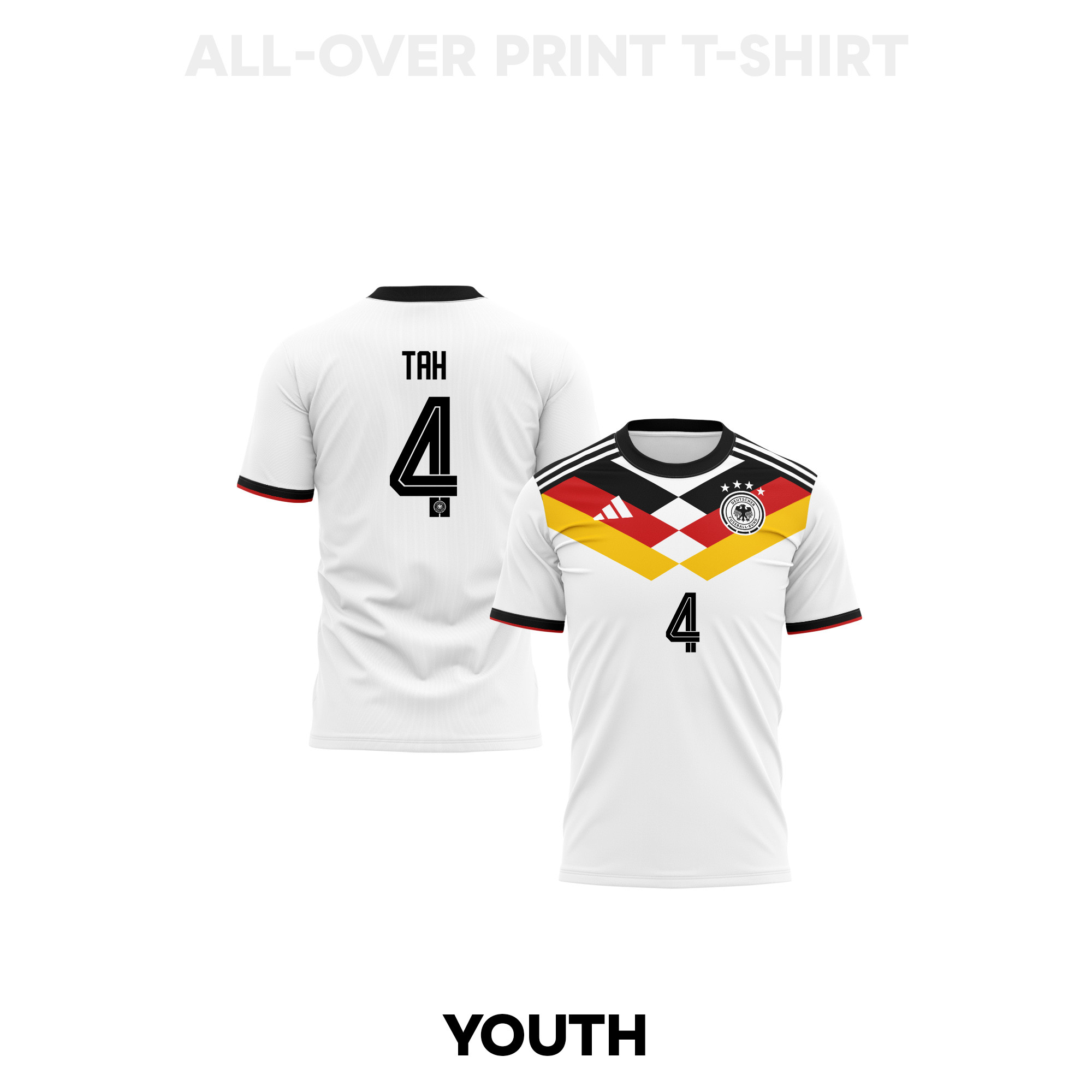Jonathan Tah 4 Youth Germany 2026 Home 3D T-shirt Fully Printed – White - Jersey Teams