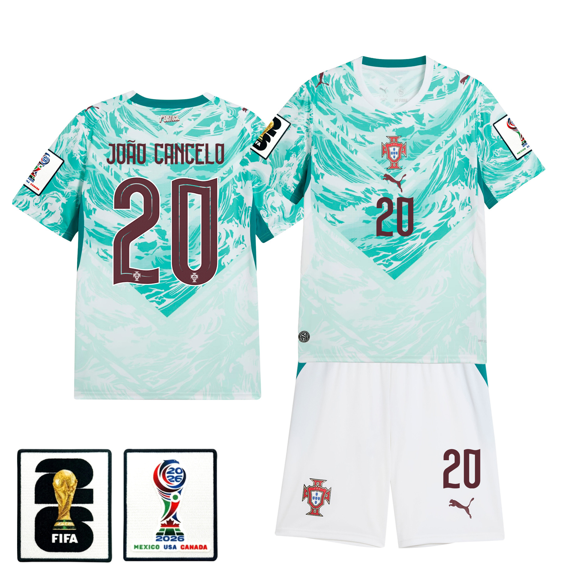 João Cancelo 20 Portugal 2026 Away Men Jersey & Shorts Set – White – Jersey Teams