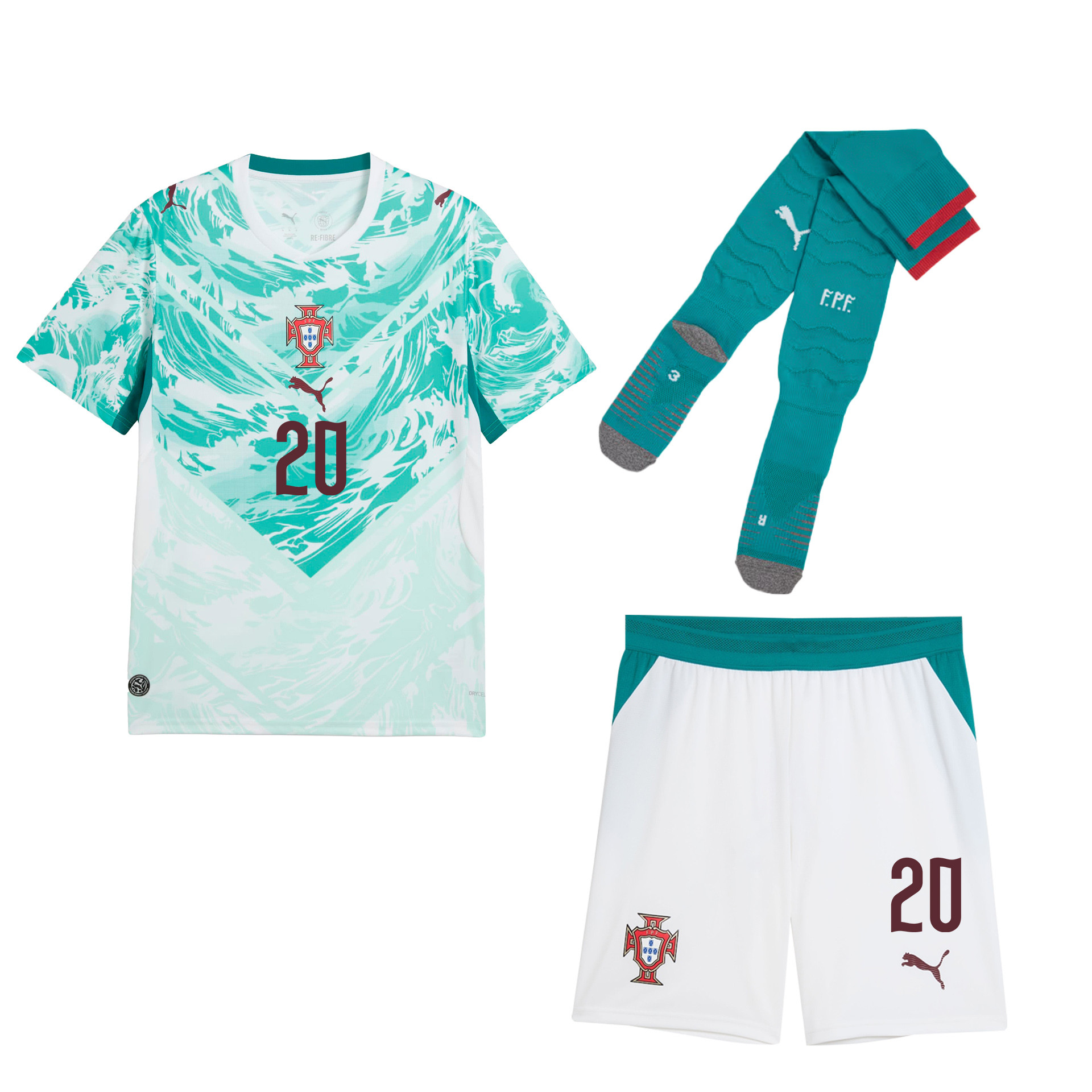 João Cancelo 20 Portugal 2026 Away Men Kit Set – White - Jersey Teams