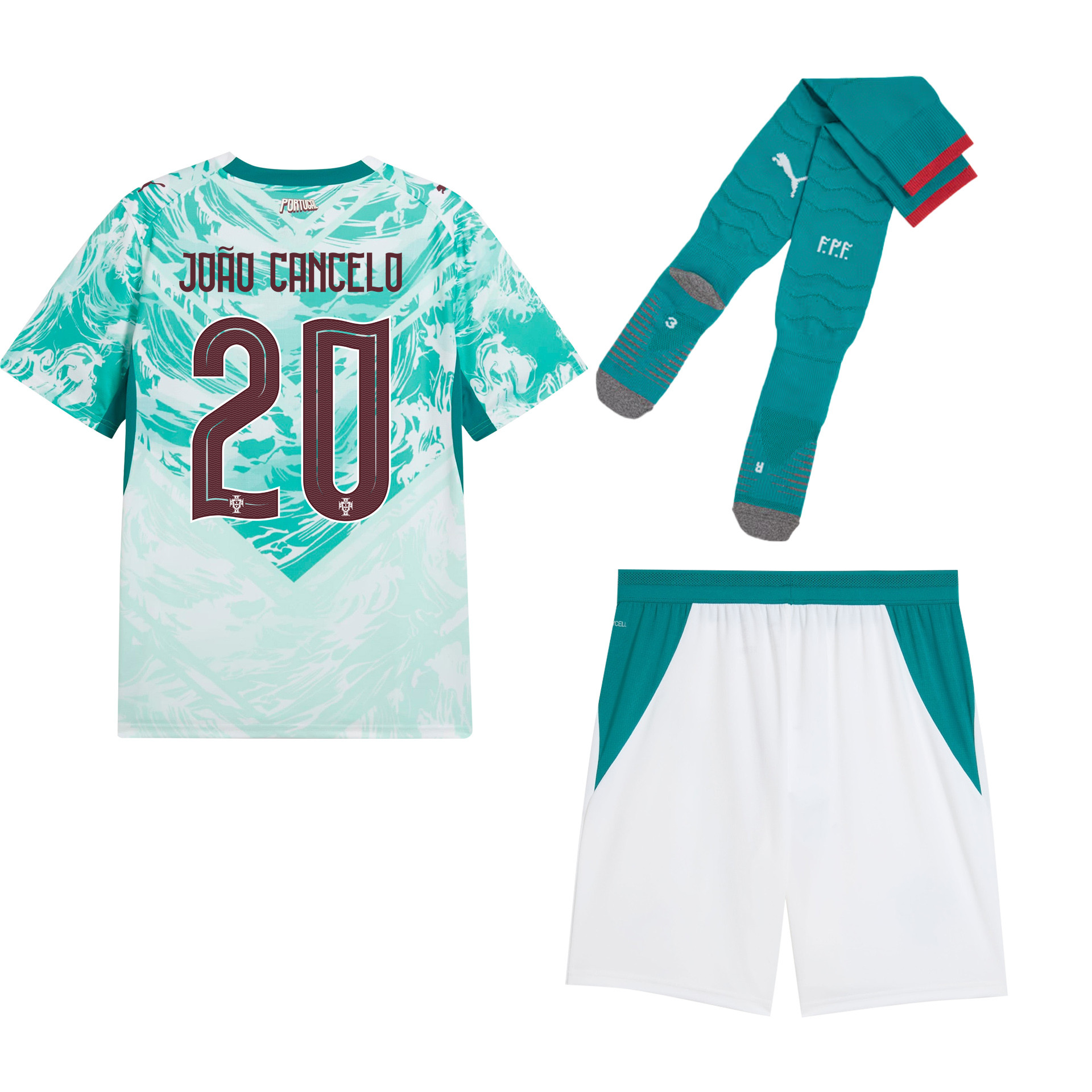 João Cancelo 20 Portugal 2026 Away Men Kit Set – White - Jersey Teams