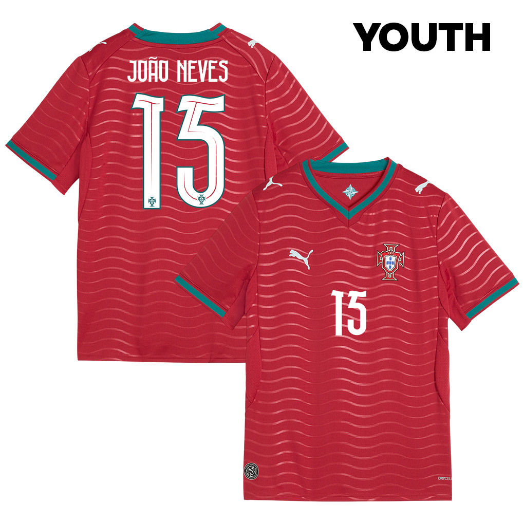 João Neves 15 Youth Portugal National Team 2026 Home Jersey - Red - Jersey Teams