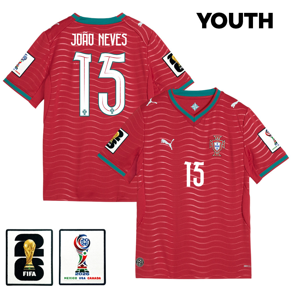 João Neves 15 Youth Portugal National Team 2026 Home Jersey – Red – Jersey Teams