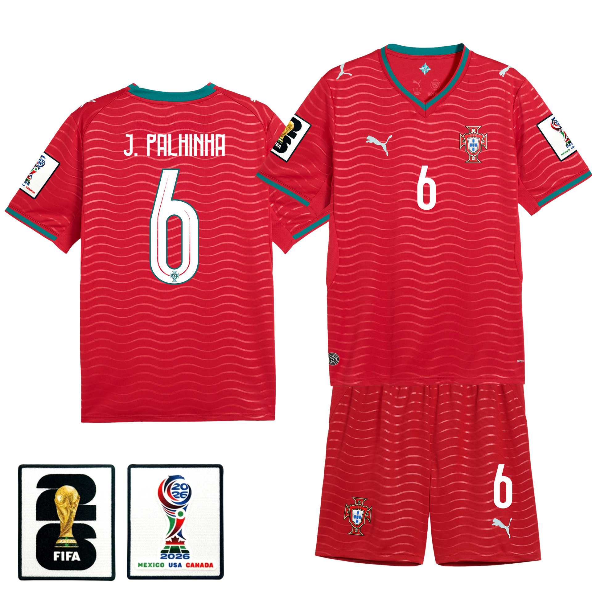João Palhinha 6 Portugal 2026 Home Men Jersey & Shorts Set – Red – Jersey Teams
