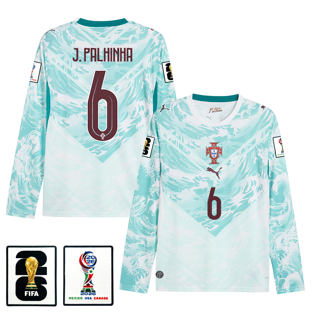 João Palhinha 6 Portugal National Team 2026 Away Long Sleeve Jersey – White – Jersey Teams