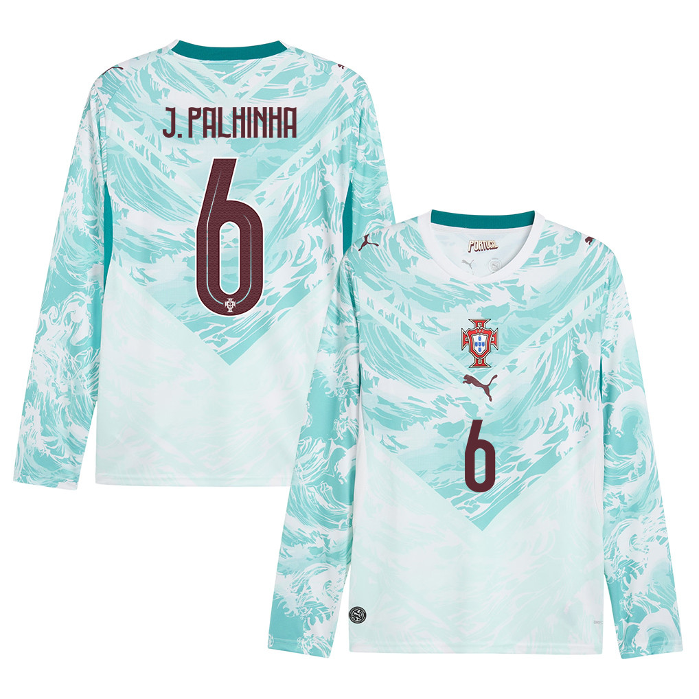 João Palhinha 6 Portugal National Team 2026 Away Long Sleeve Jersey - White - Jersey Teams