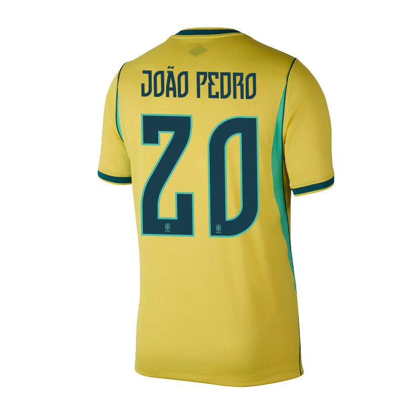 João Pedro 20 Brazil National Team 2026 x World Cup Patch Home Jersey - Yellow, Men - Jersey Teams