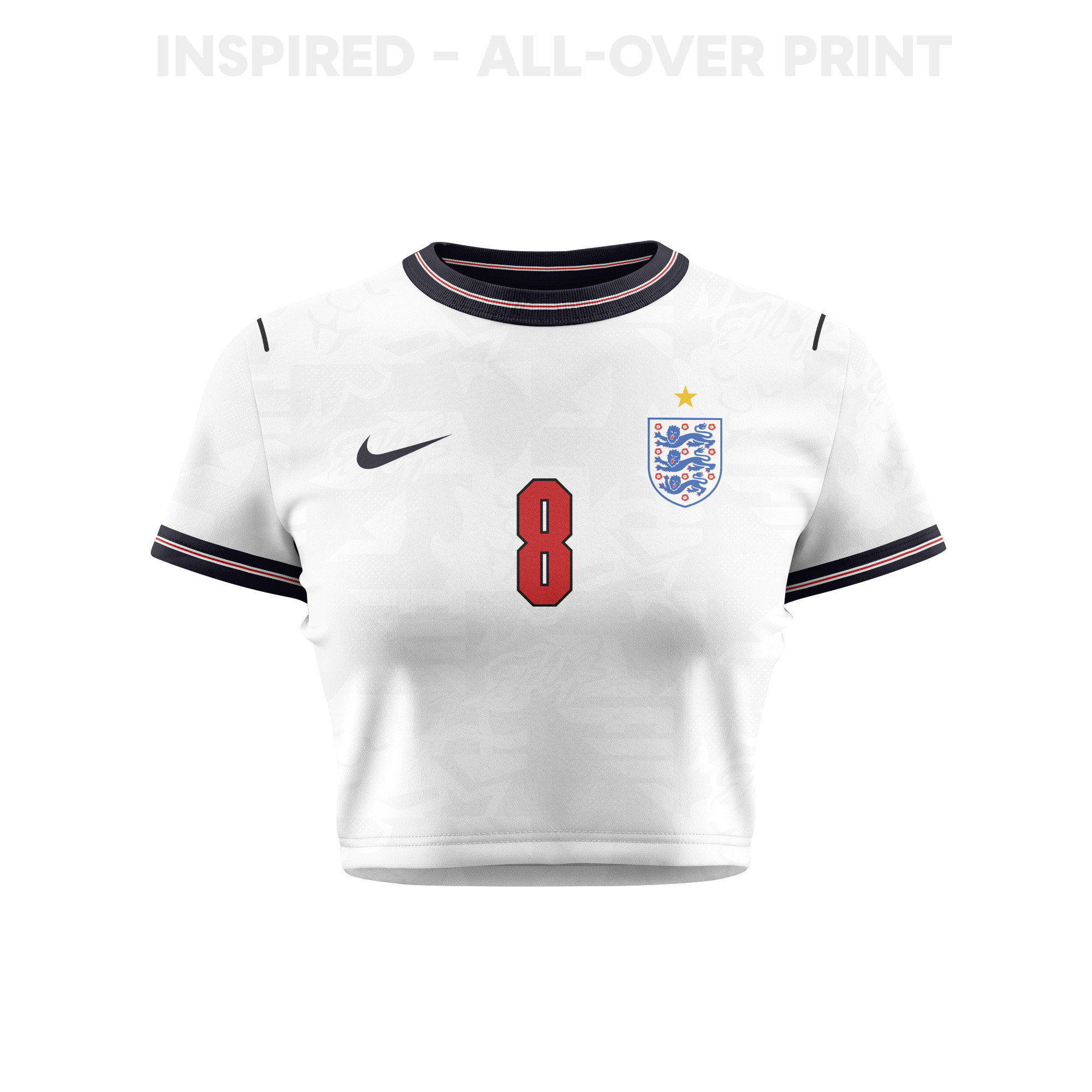 Jordan Henderson 8 England 2026 Women's Home All-Over Print Cropped Jersey - White - Jersey Teams