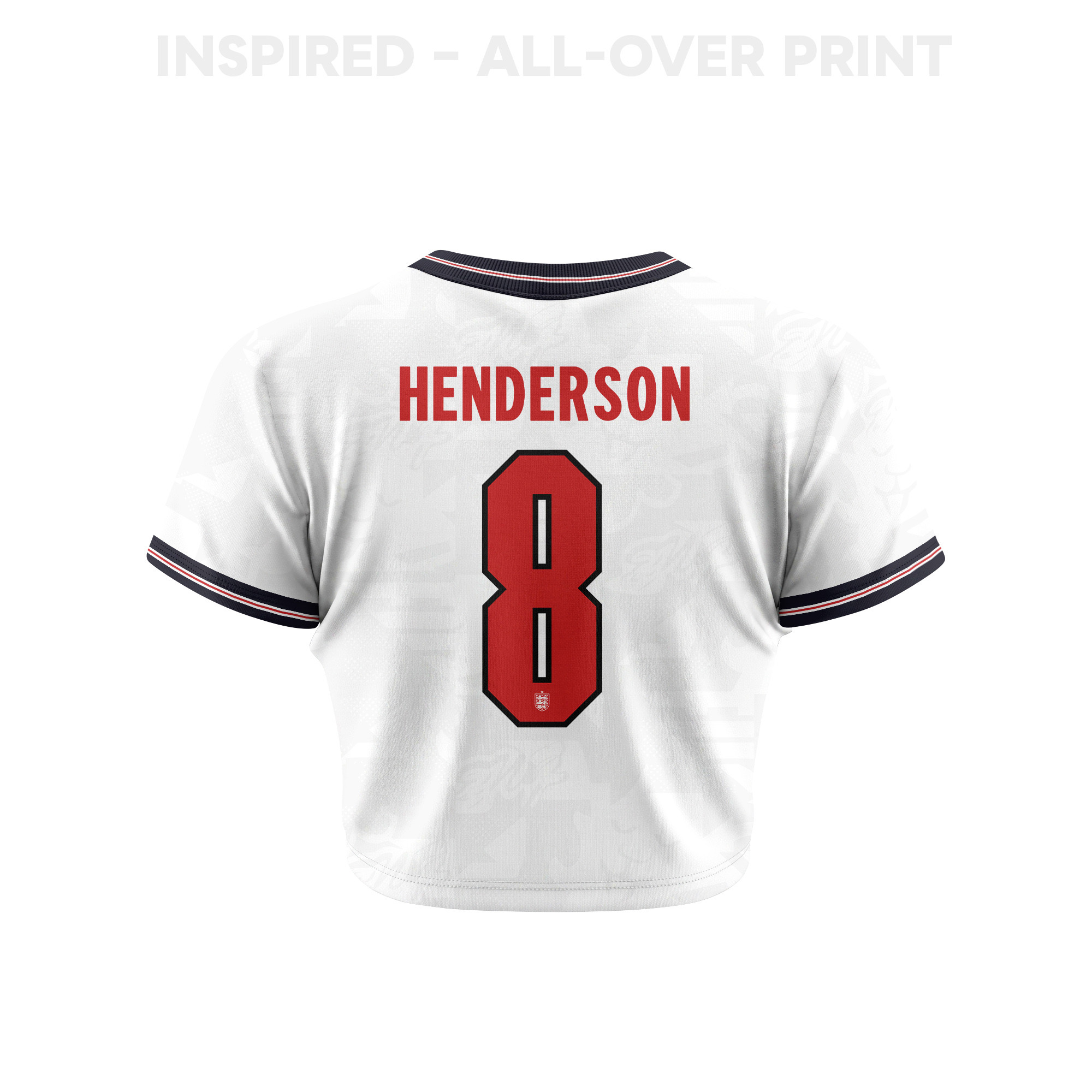 Jordan Henderson 8 England 2026 Women's Home All-Over Print Cropped Jersey - White - Jersey Teams