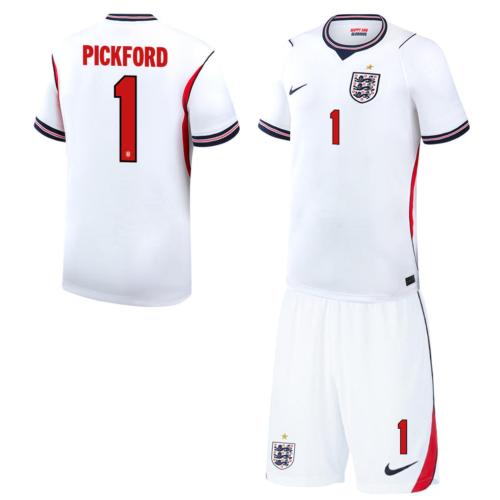 Jordan Pickford 1 England 2026 Home Men Jersey & Shorts Set – White - Jersey Teams