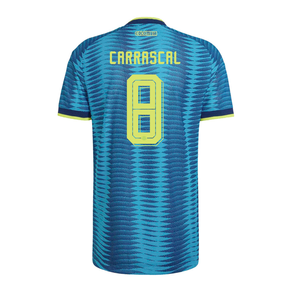Jorge Carrascal 8 Colombia National Team 2026 Away Jersey - Turquoise, Men - Jersey Teams