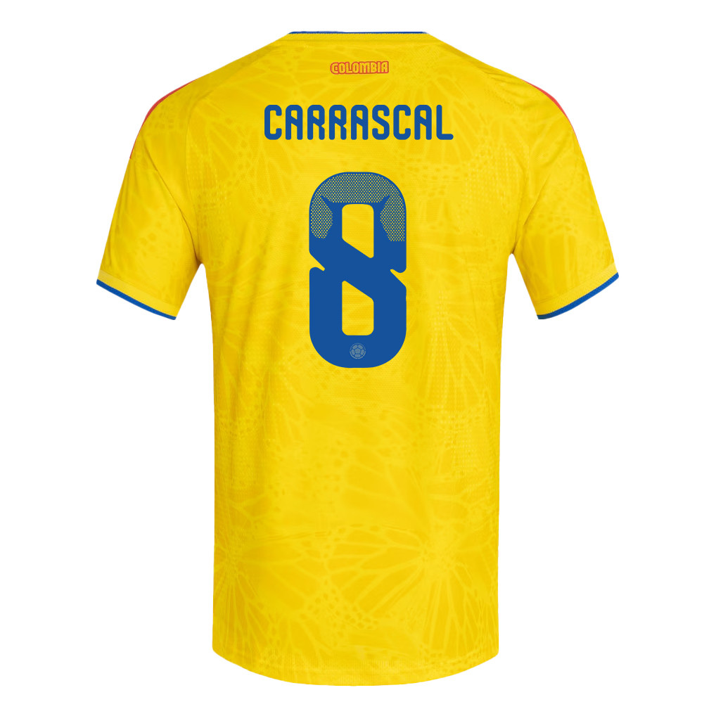 Jorge Carrascal 8 Colombia National Team 2026 x World Cup Patch Home Jersey - Yellow, Men - Jersey Teams
