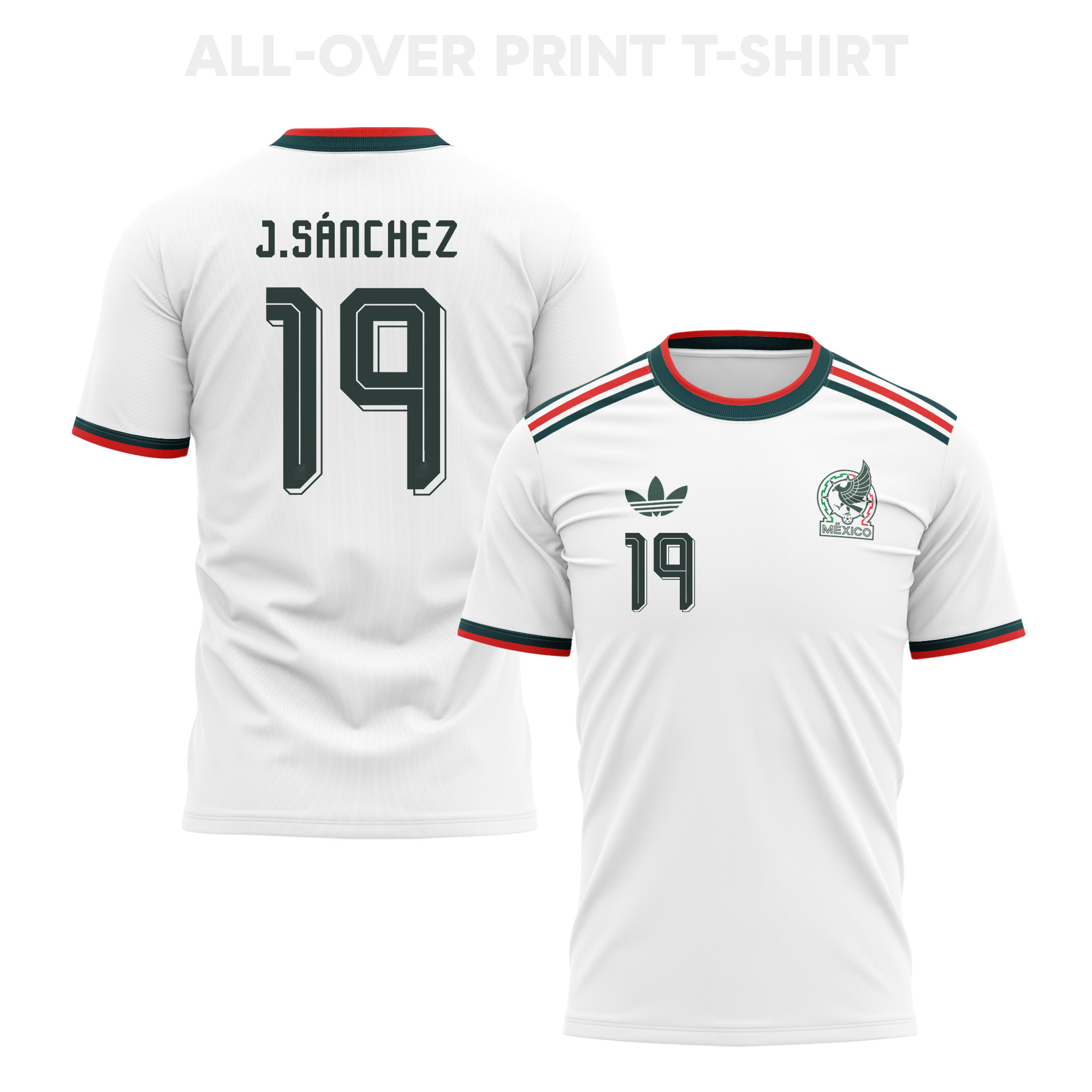 Jorge Sánchez 19 Mexico 2026 Away 3D T-Shirt Fully Printed – Unisex, White - Jersey Teams