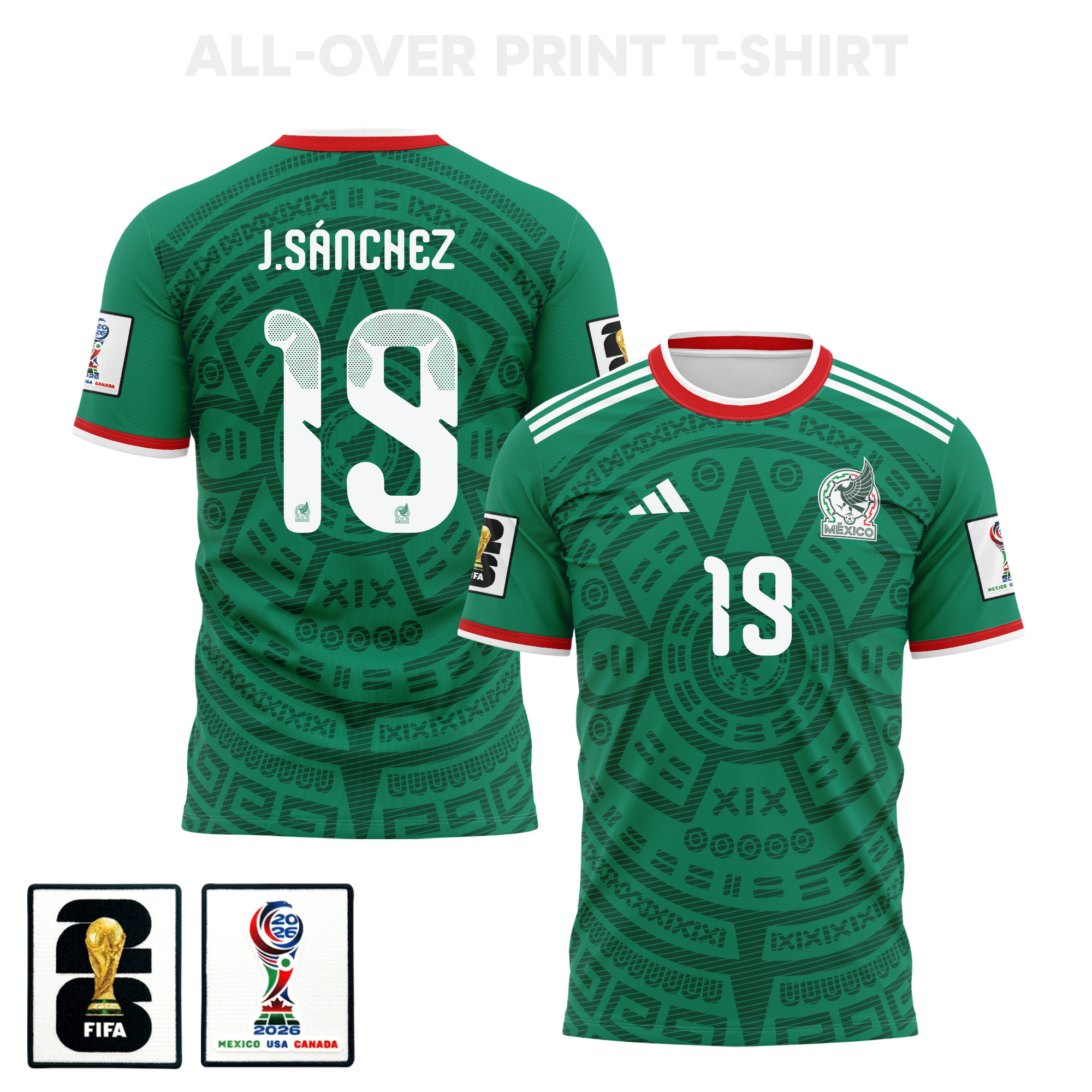 Jorge Sánchez 19 Mexico 2026 Home 3D T-Shirt Fully Printed – Unisex, Green – Jersey Teams