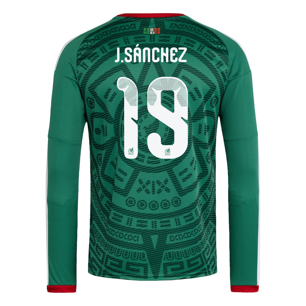 Jorge Sánchez 19 Mexico National Team 2026 Home Long Sleeve Jersey - Green - Jersey Teams