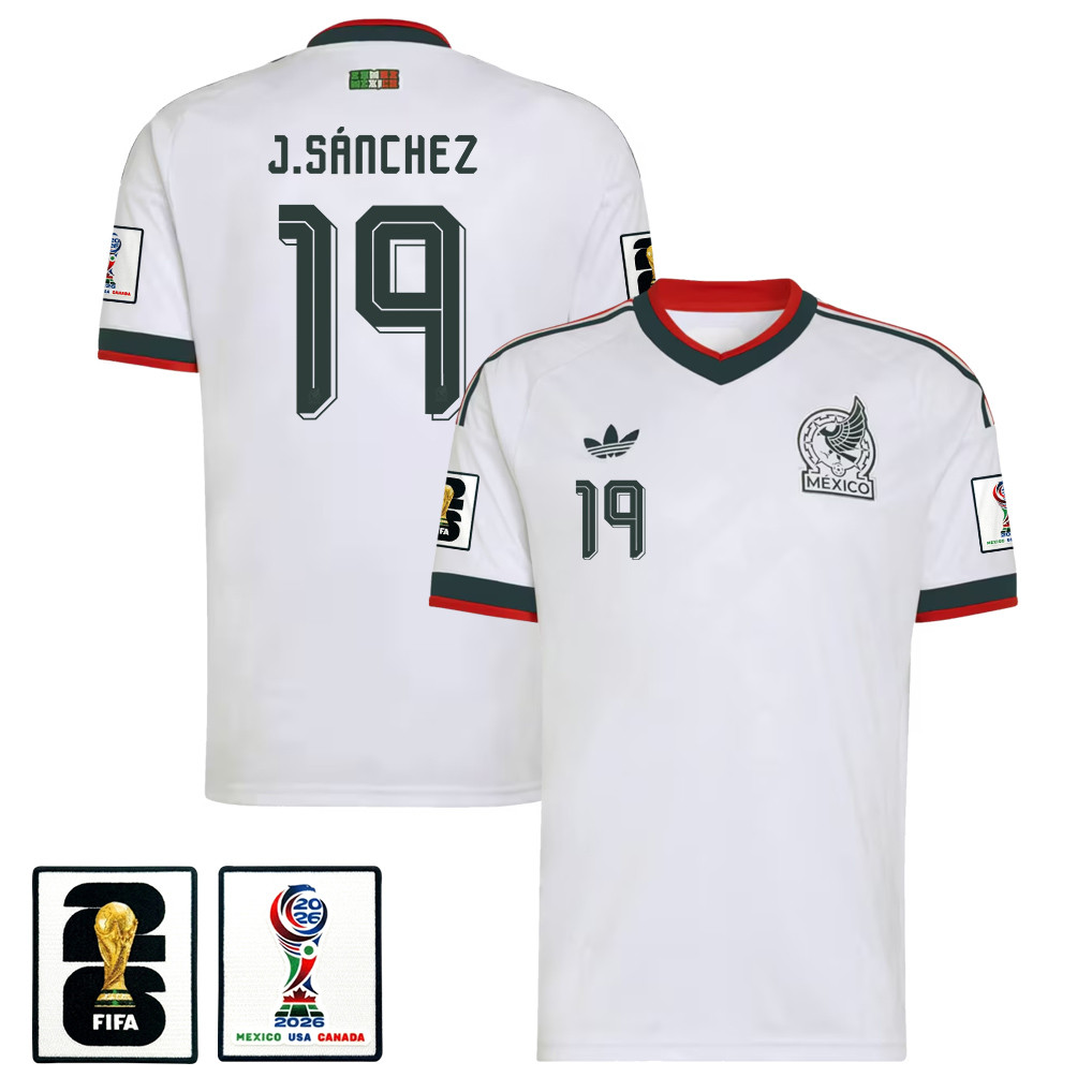 Jorge Sánchez 19 Mexico National Team 2026 x World Cup Patch Away Jersey - White, Men - Jersey Teams