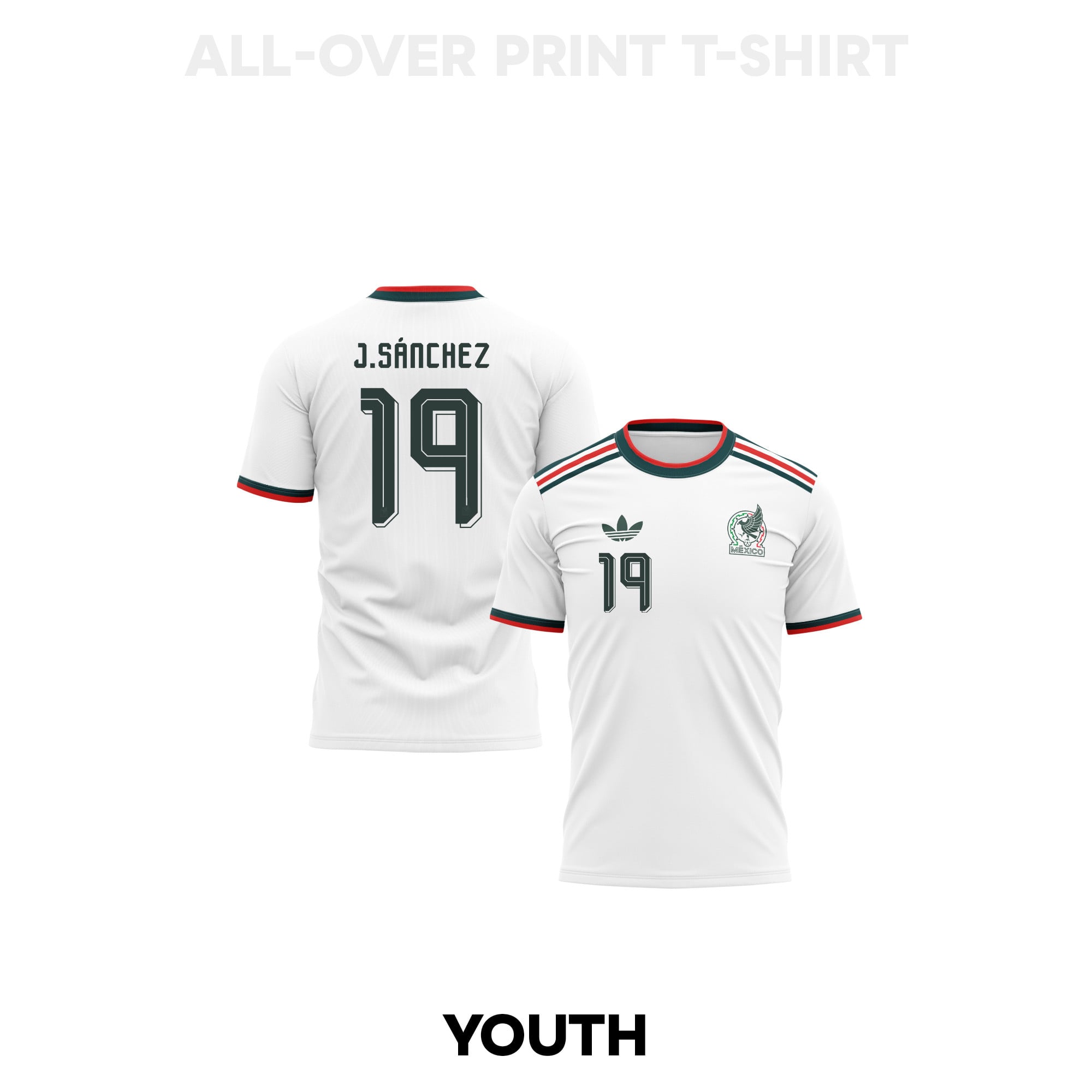 Jorge Sánchez 19 Youth Mexico 2026 Away 3D T-shirt Fully Printed – White - Jersey Teams