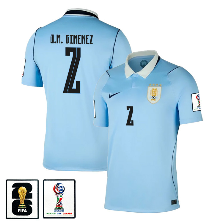 José María Giménez 2 Uruguay National Team 2026 x World Cup Patch Home Jersey - Blue, Men - Jersey Teams