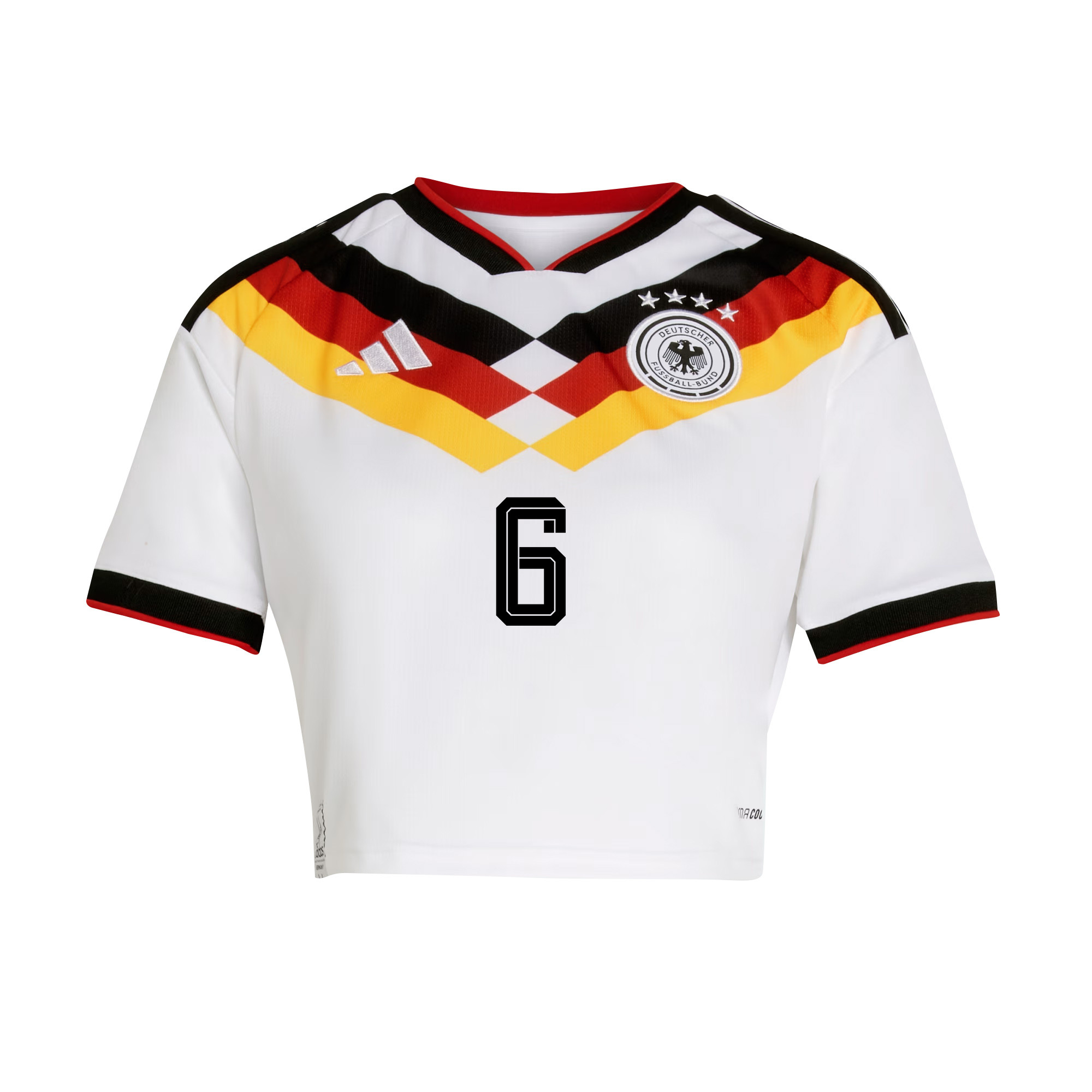 Joshua Kimmich 6 Germany 2026 Home Women’s Cropped Jersey - White - Jersey Teams