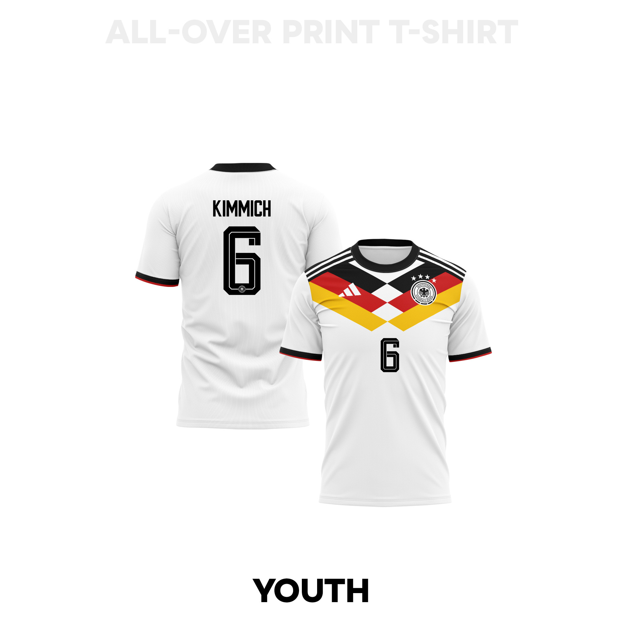 Joshua Kimmich 6 Youth Germany 2026 Home 3D T-shirt Fully Printed – White - Jersey Teams