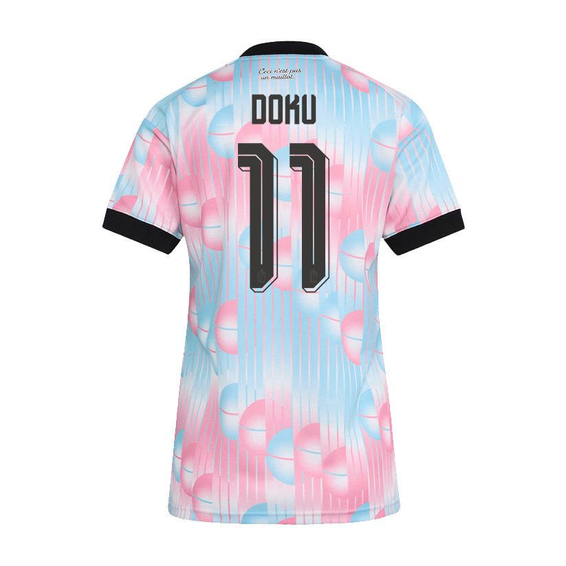 Jérémy Doku 11 Women's Belgium National Team 2026 Away Jersey - Light Blue - Jersey Teams