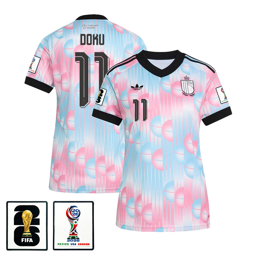 Jérémy Doku 11 Women’s Belgium National Team 2026 Away Jersey – Light Blue – Jersey Teams