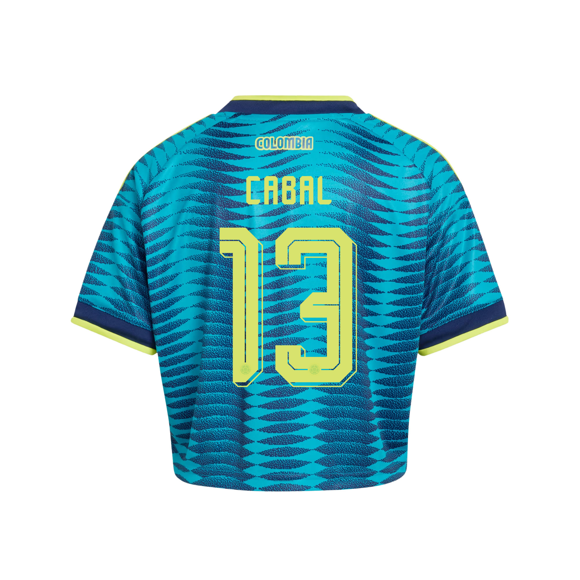 Juan Cabal 13 Colombia 2026 Away Women’s Cropped Jersey - Turquoise - Jersey Teams