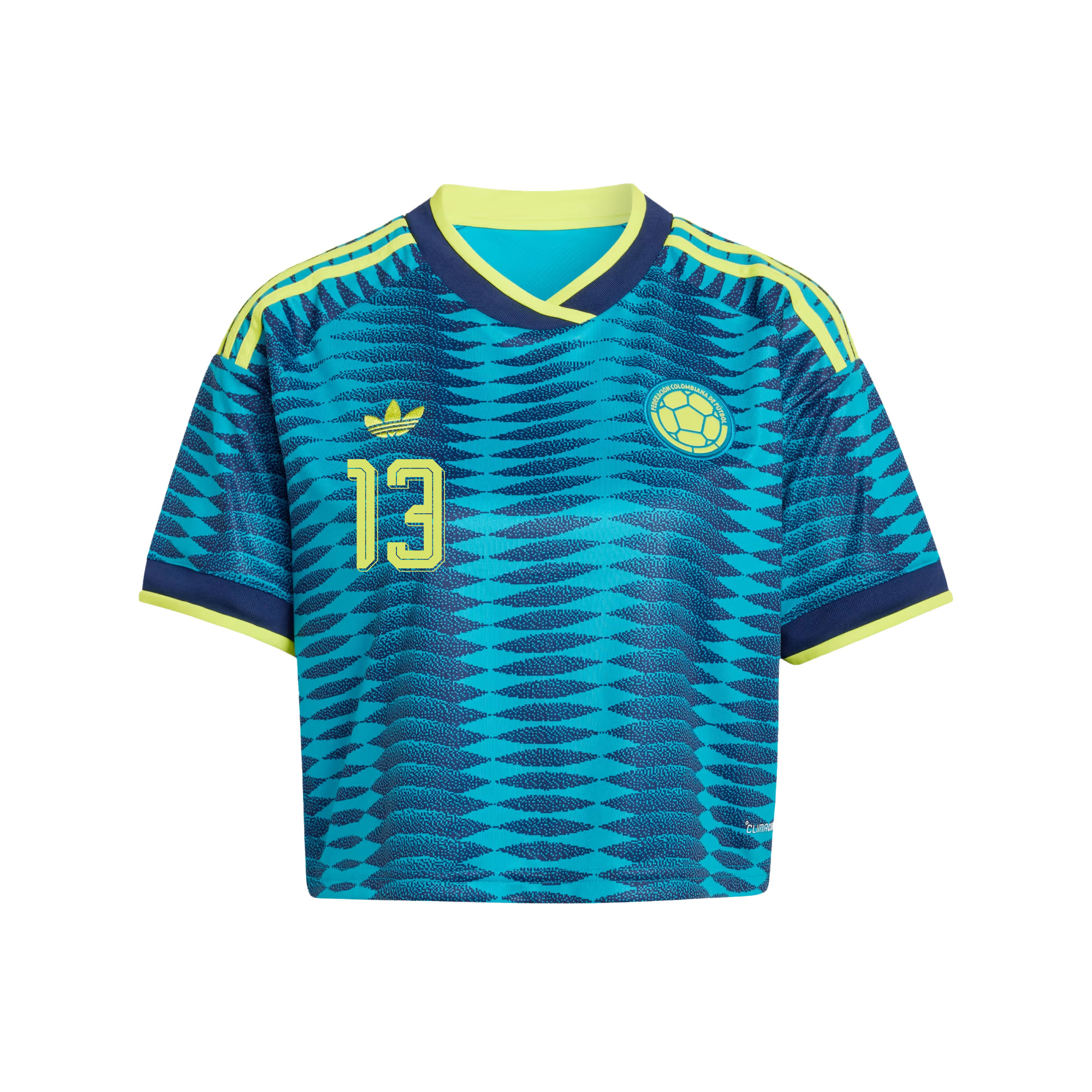 Juan Cabal 13 Colombia 2026 Away Women’s Cropped Jersey - Turquoise - Jersey Teams