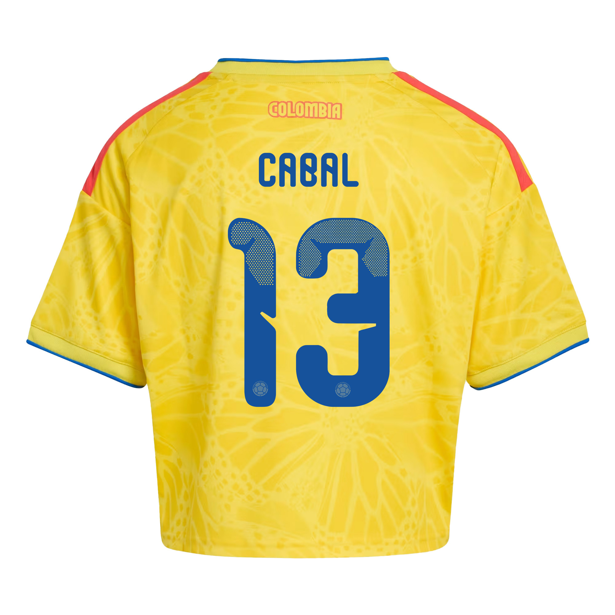 Juan Cabal 13 Colombia 2026 Home Women’s Cropped Jersey - Yellow - Jersey Teams
