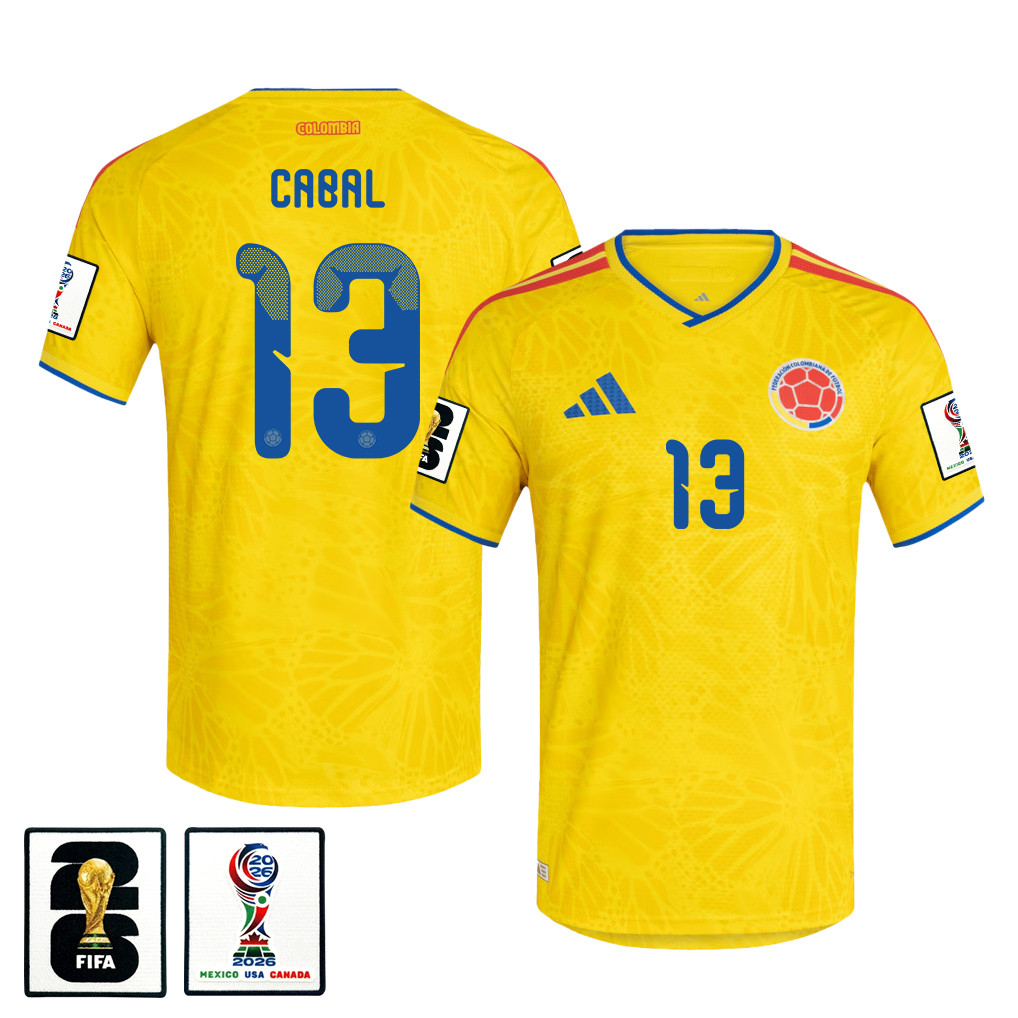 Juan Cabal 13 Colombia National Team 2026 x World Cup Patch Home Jersey - Yellow, Men - Jersey Teams