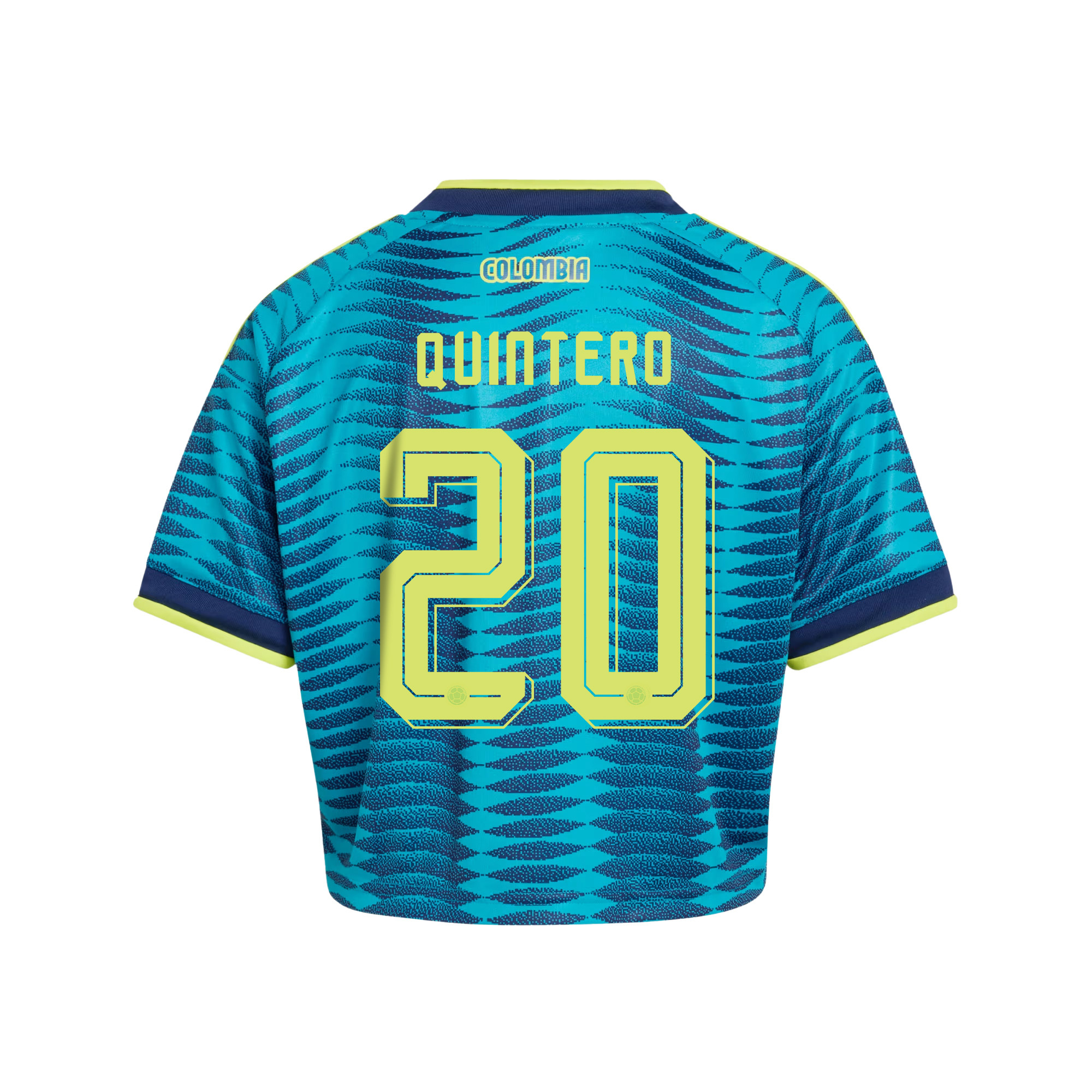 Juan Fernando Quintero 20 Colombia 2026 Away Women’s Cropped Jersey - Turquoise - Jersey Teams