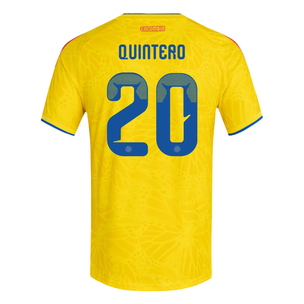 Juan Fernando Quintero 20 Colombia National Team 2026 Home Jersey - Yellow, Men - Jersey Teams