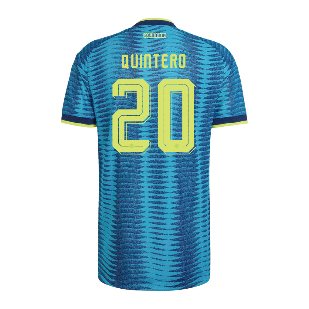 Juan Fernando Quintero 20 Colombia National Team 2026 x World Cup Patch Away Jersey - Turquoise, Men - Jersey Teams