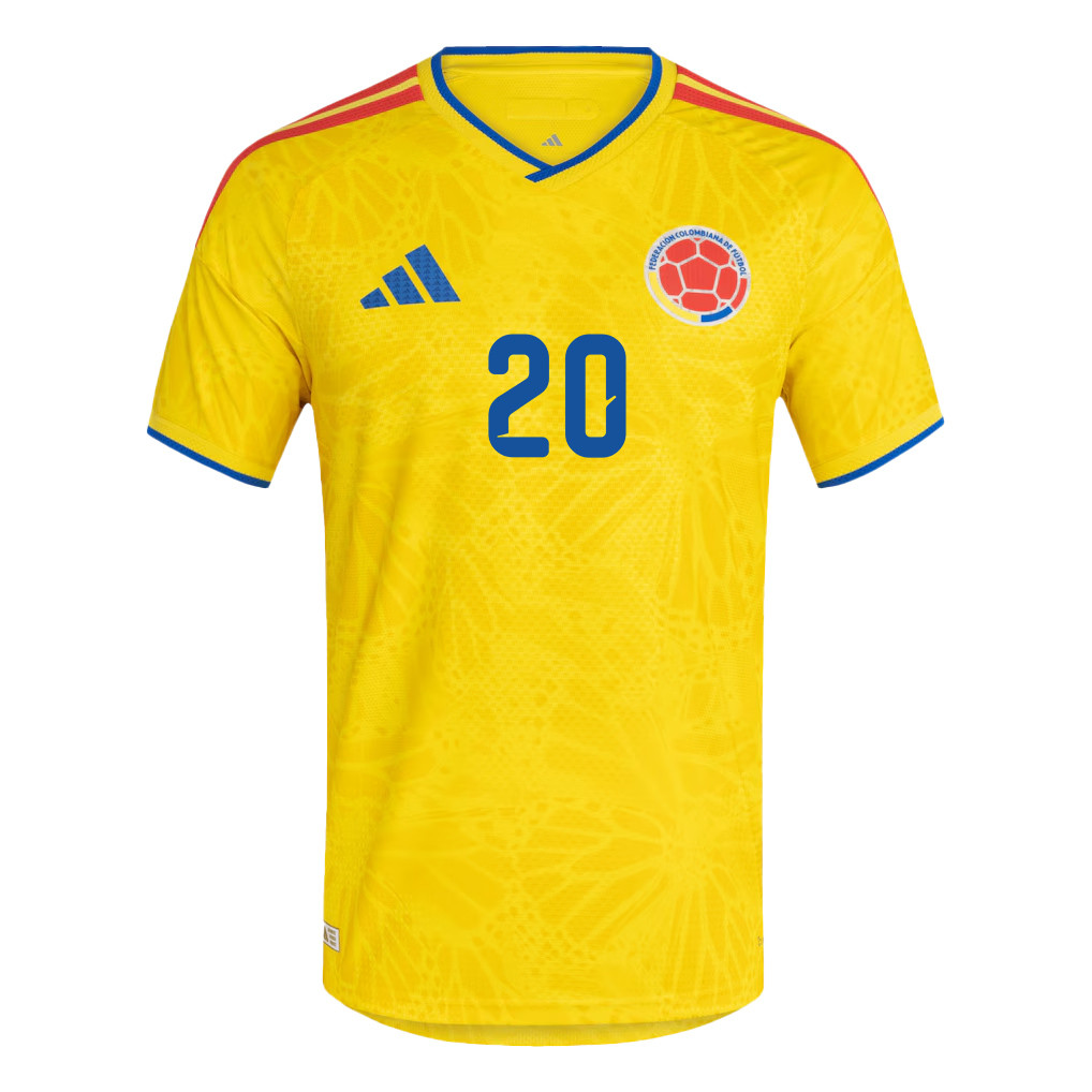 Juan Fernando Quintero 20 Colombia National Team 2026 x World Cup Patch Home Jersey - Yellow, Men - Jersey Teams