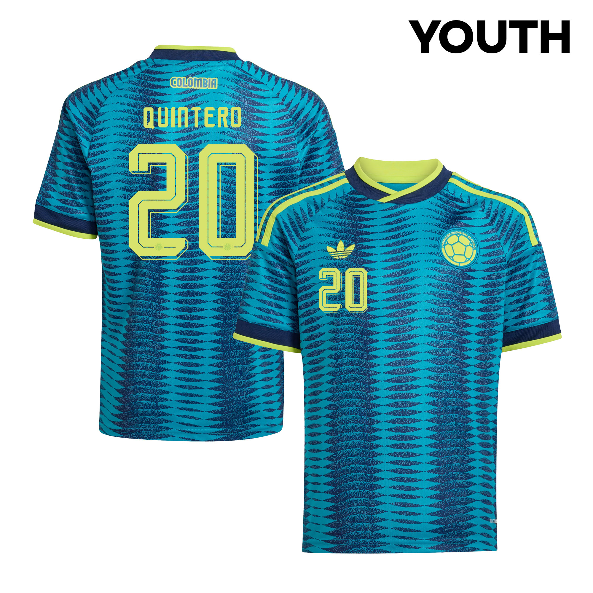 Juan Fernando Quintero 20 Youth Colombia National Team 2026 Away Jersey - Turquoise - Jersey Teams