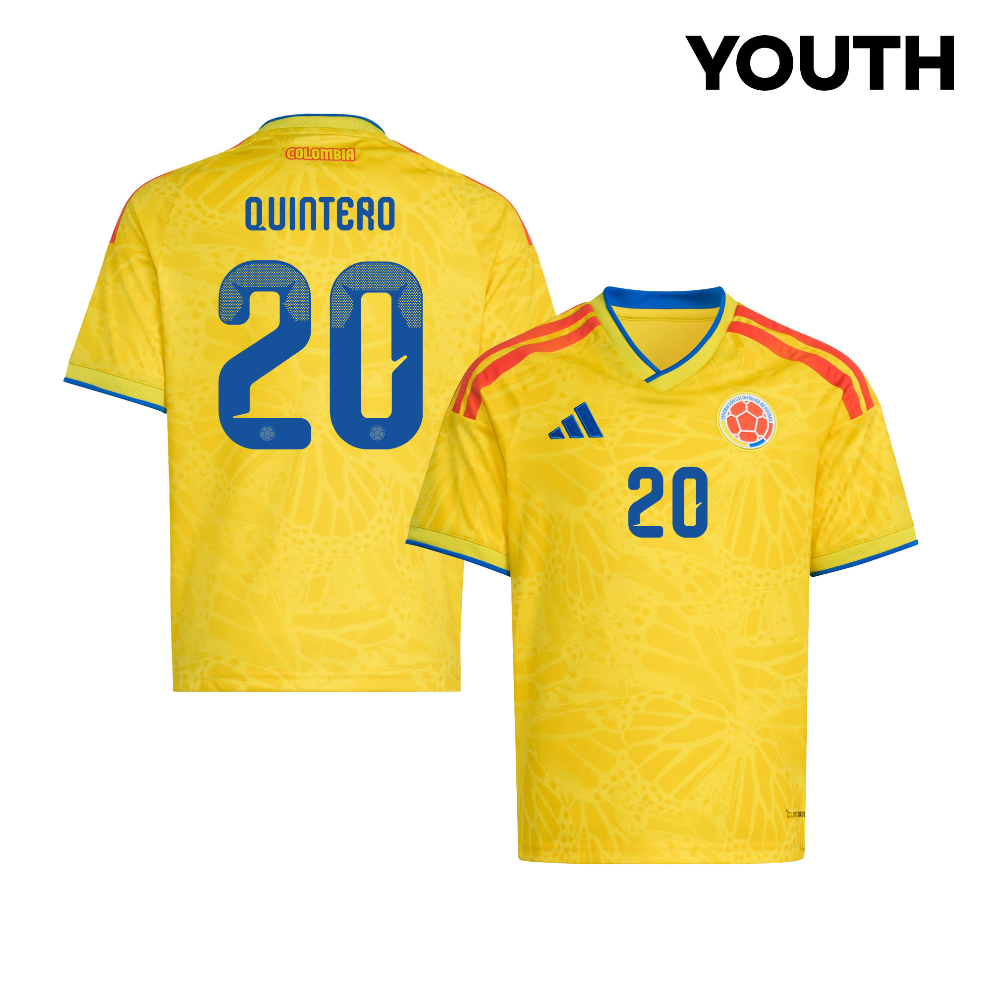 Juan Fernando Quintero 20 Youth Colombia National Team 2026 Home Jersey - Yellow - Jersey Teams