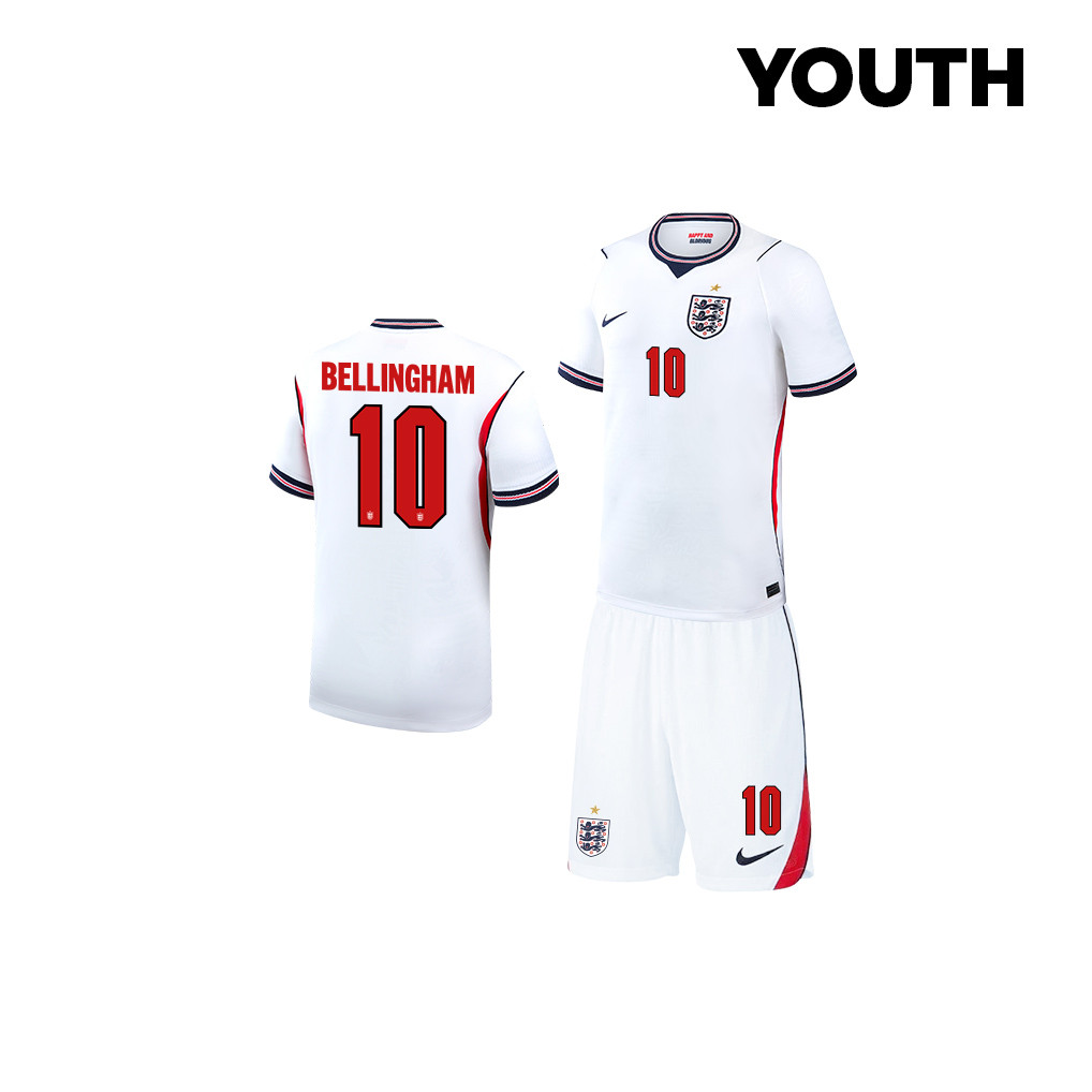 Jude Bellingham 10 England 2026 YOUTH Home Jersey & Shorts Set - White - Jersey Teams