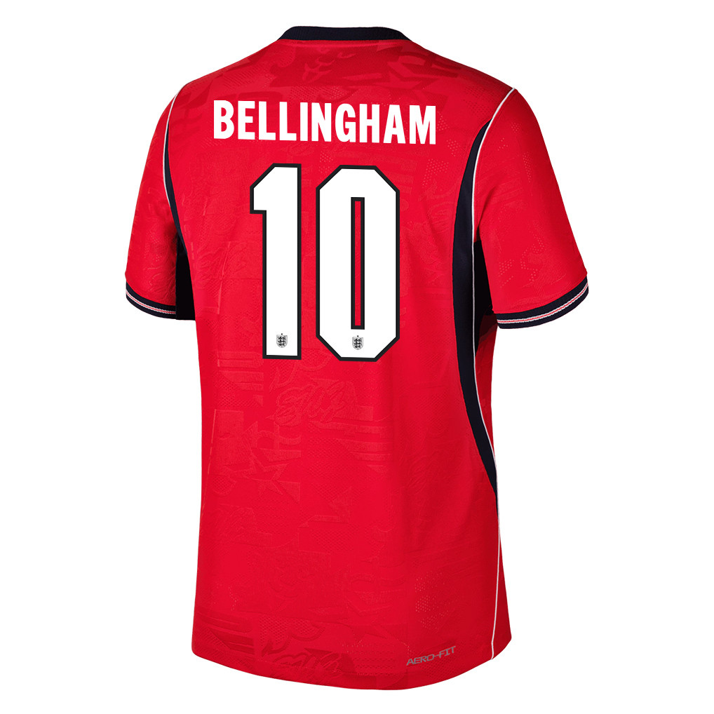 Jude Bellingham 10 England National Team 2026 x World Cup Patch Away Jersey - Red, Men - Jersey Teams