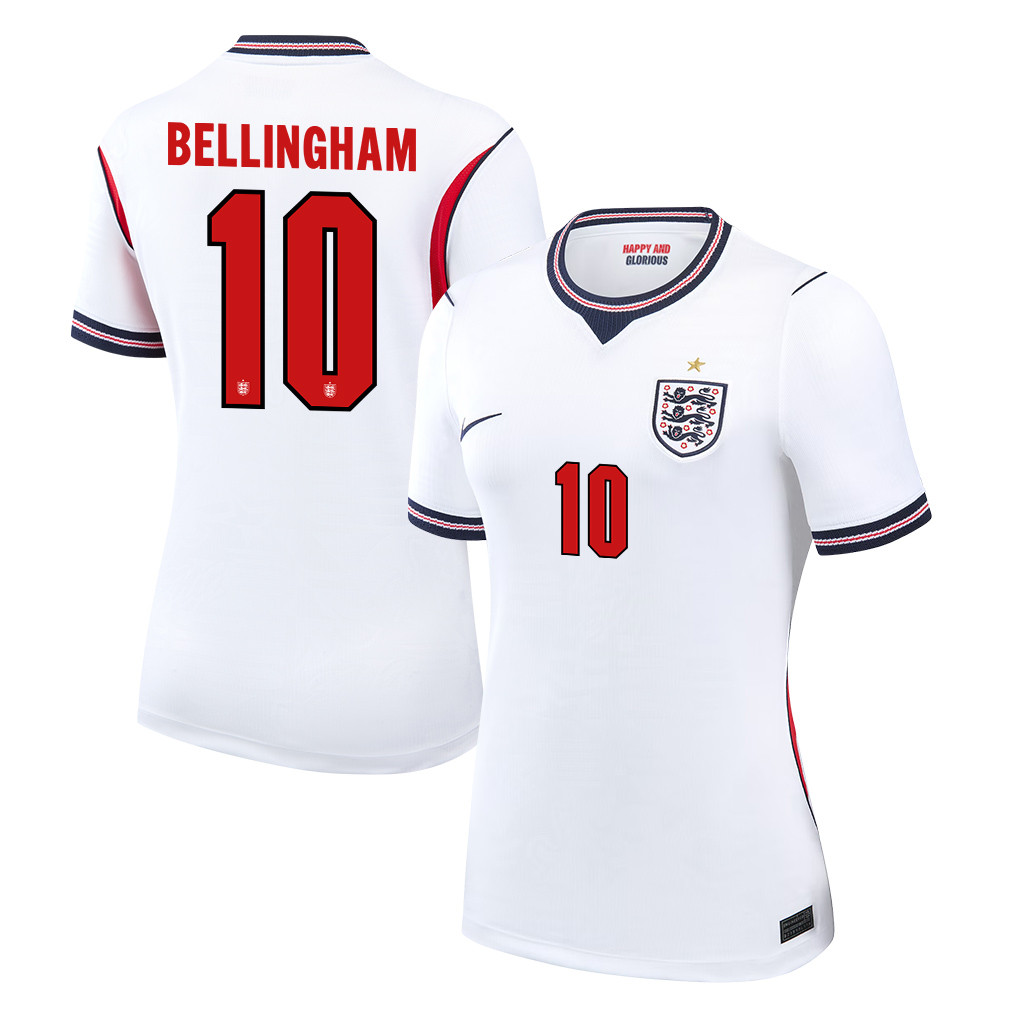 Jude Bellingham 10 Women's England National Team 2026 Home Jersey - White - Jersey Teams