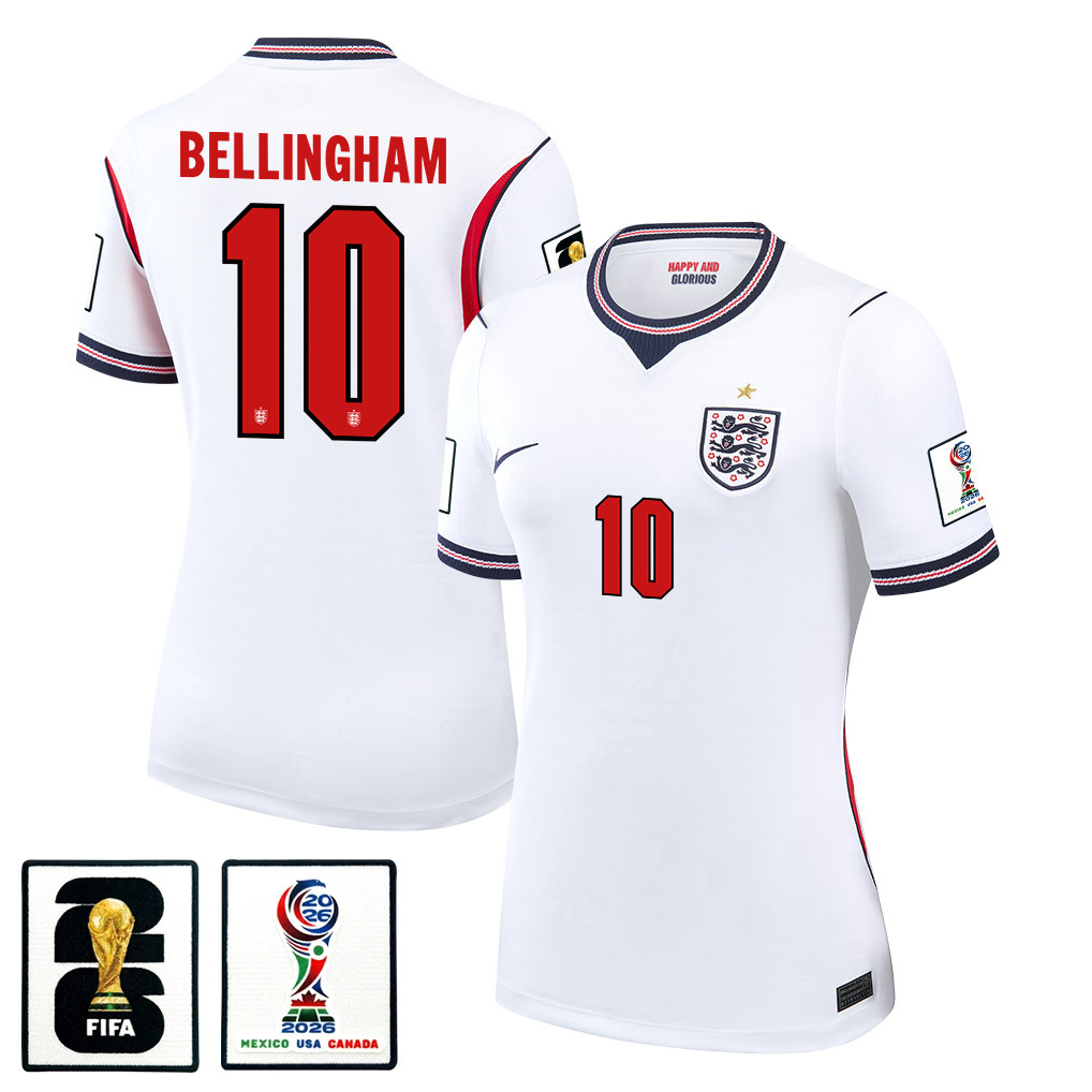 Jude Bellingham 10 Women’s England National Team 2026 Home Jersey – White – Jersey Teams