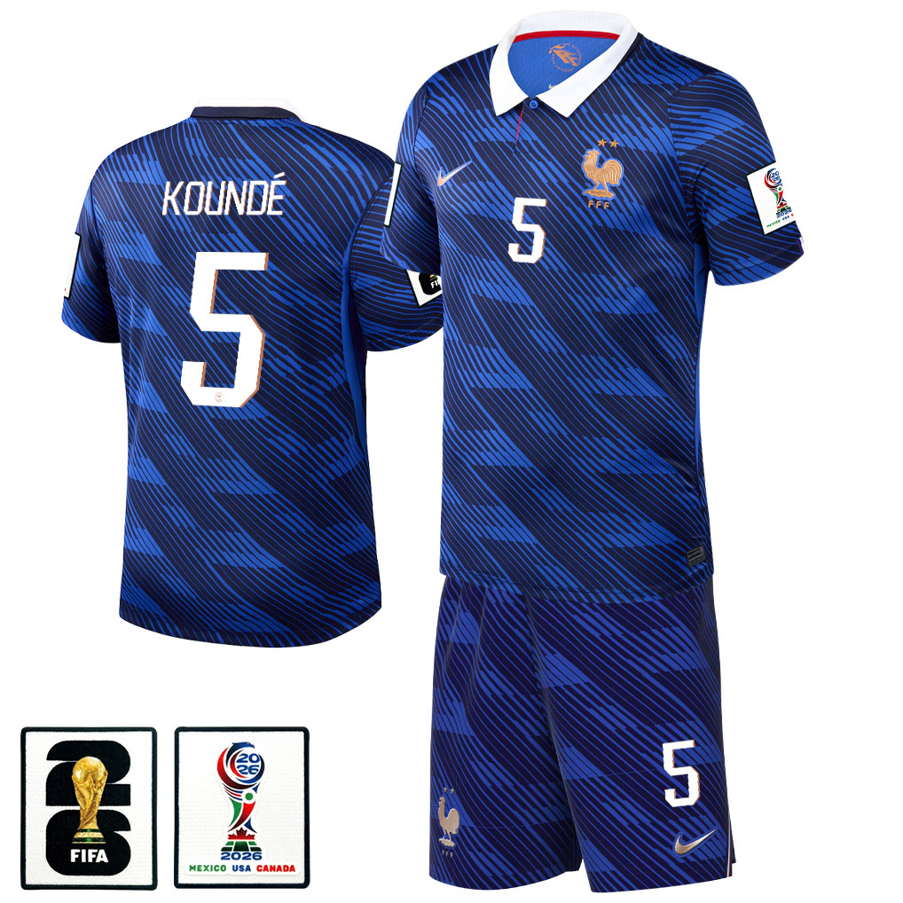 Jules Koundé 5 France 2026 Home Men Jersey & Shorts Set – Blue – Jersey Teams