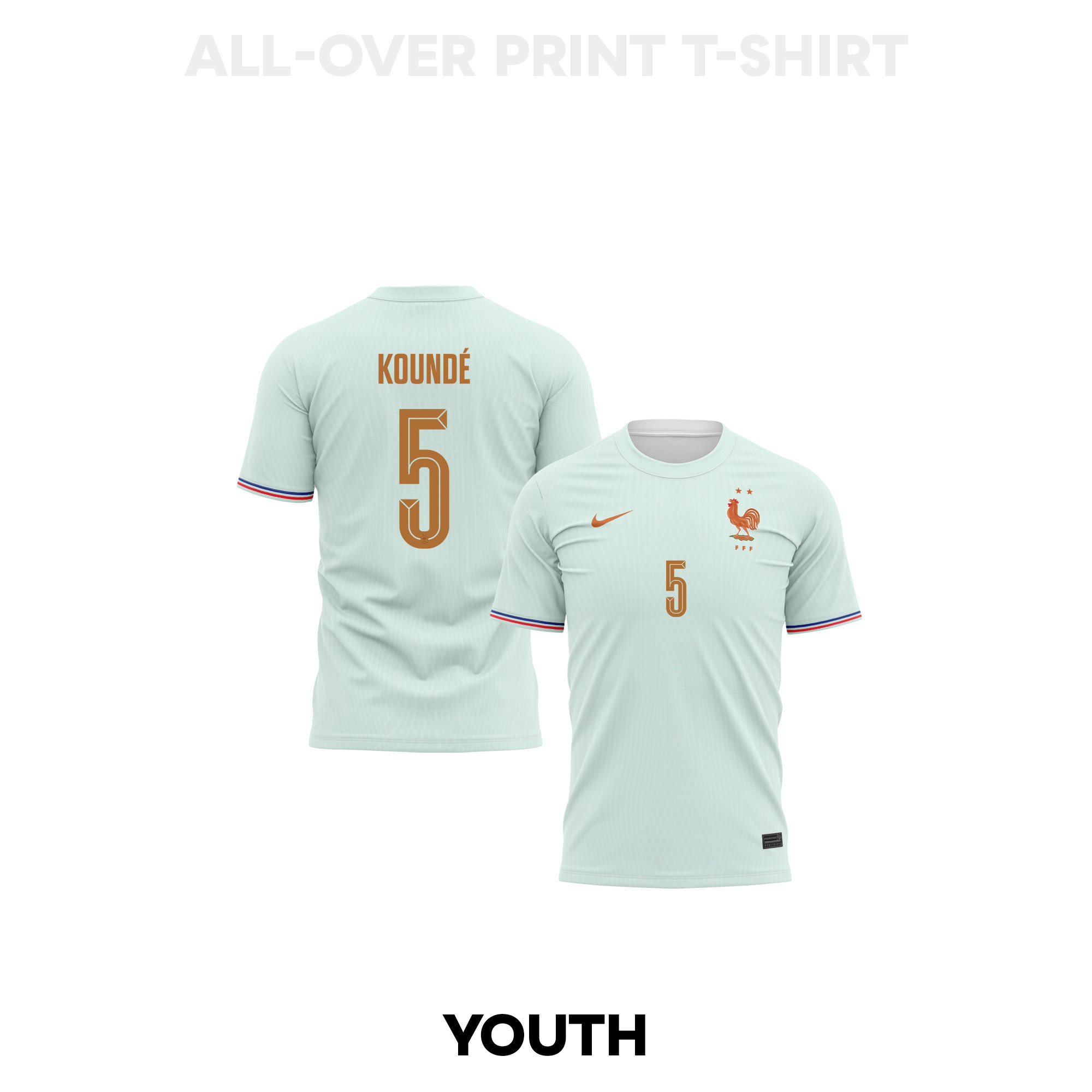 Jules Koundé 5 Youth France 2026 Away 3D T-shirt Fully Printed – Green - Jersey Teams