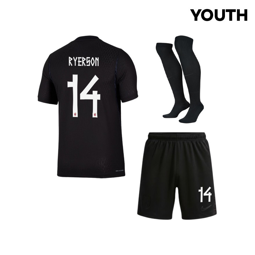 Julian Ryerson 14 Norway 2026 YOUTH Away Kit Set – Black - Jersey Teams