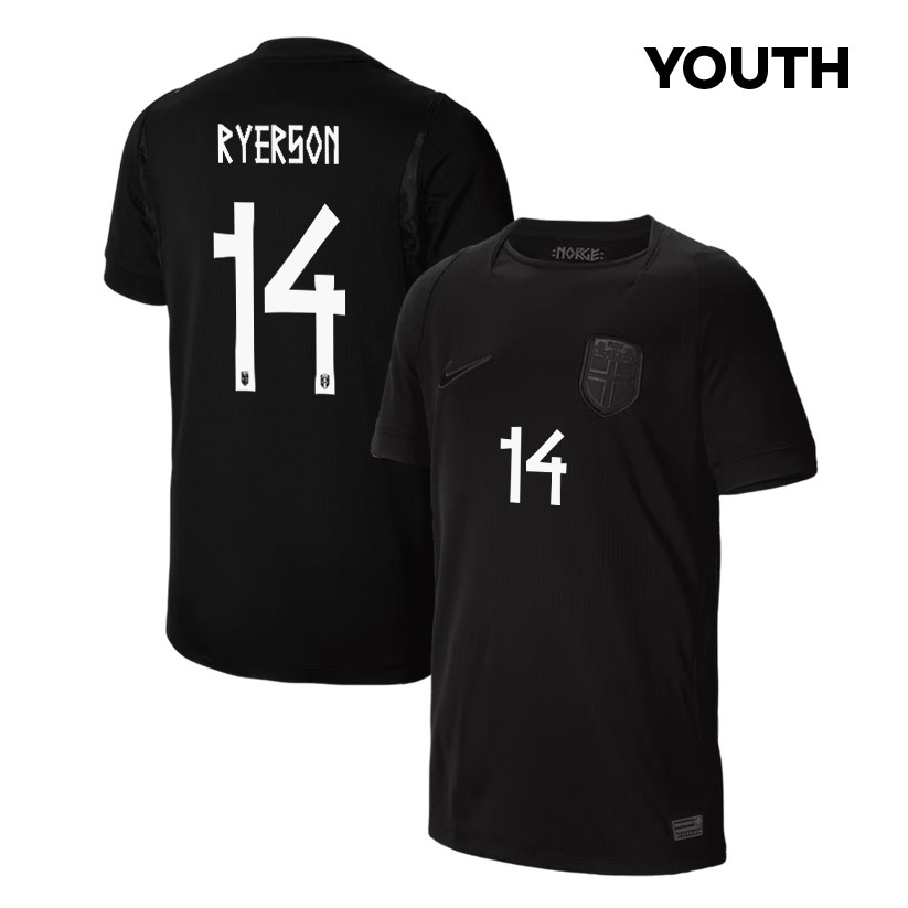 Julian Ryerson 14 Youth Norway National Team 2026 Away Jersey - Black - Jersey Teams