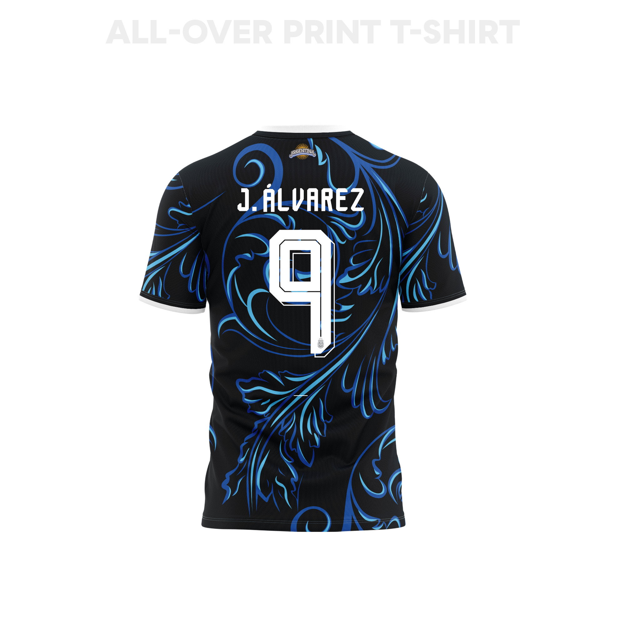 Julián Álvarez 9 Argentina 2026 Away 3D T-Shirt Fully Printed – Unisex, Black - Jersey Teams