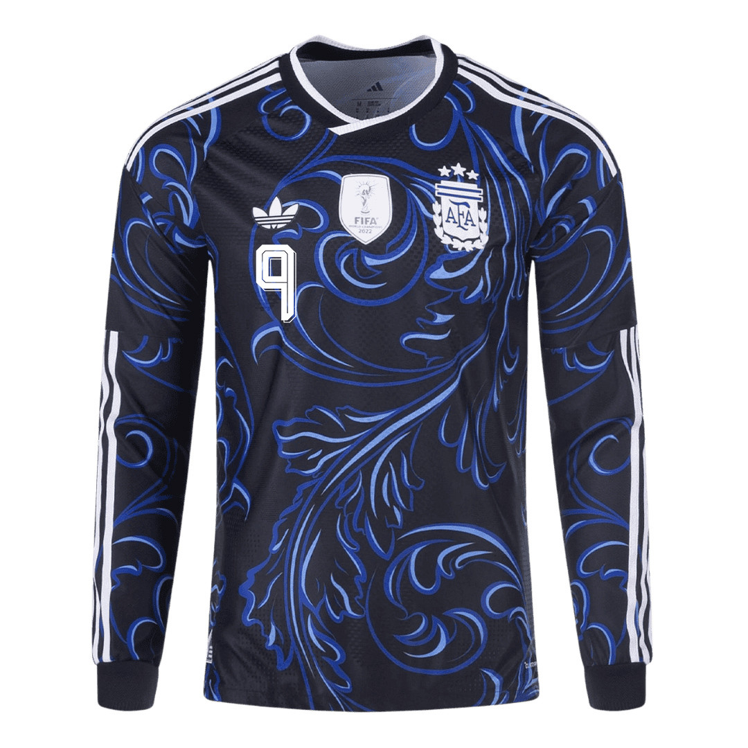 Julián Álvarez 9 Argentina 2026 Away Long Sleeve Jersey - Black - Jersey Teams