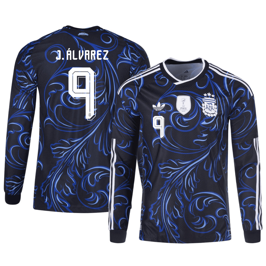 Julián Álvarez 9 Argentina 2026 Away Long Sleeve Jersey – Black – Jersey Teams