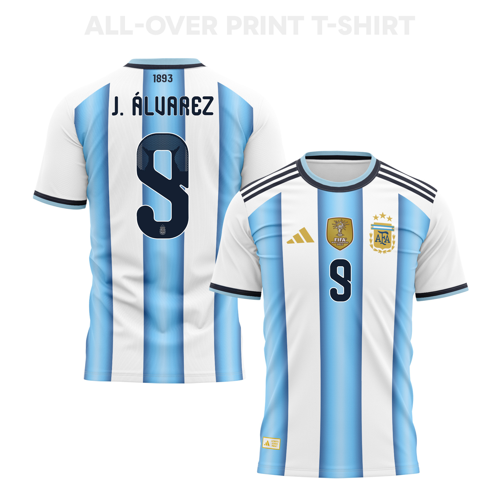 Julián Álvarez 9 Argentina 2026 Home 3D T-Shirt Fully Printed – Unisex, White - Jersey Teams