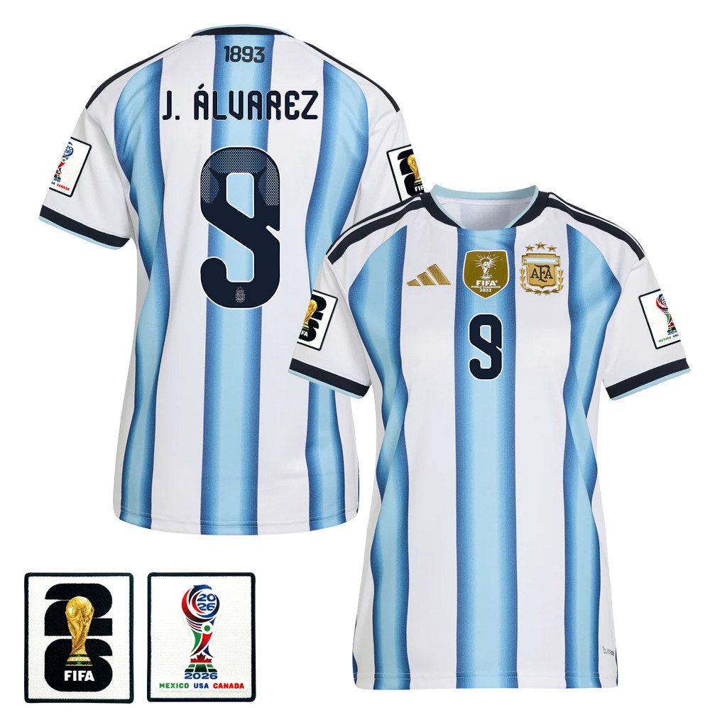 Julián Álvarez 9 Women’s Argentina National Team 2026 Home Jersey – White – Jersey Teams